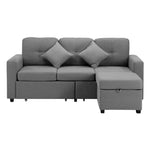 Sofa 3 Seater Chaise Modular Couch Drawers Fabric