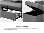 Sofa 3 Seater Chaise Modular Couch Drawers Fabric