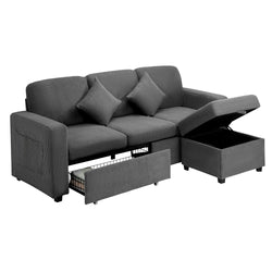 3 Seater Sofa Modular Couch Drawers Ottoman Velvet