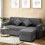 3 Seater Sofa Modular Couch Drawers Velvet