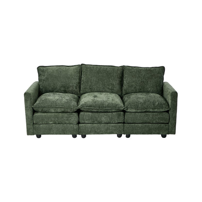 Green 3 Seater Sofa Chenille 188x75x85cm