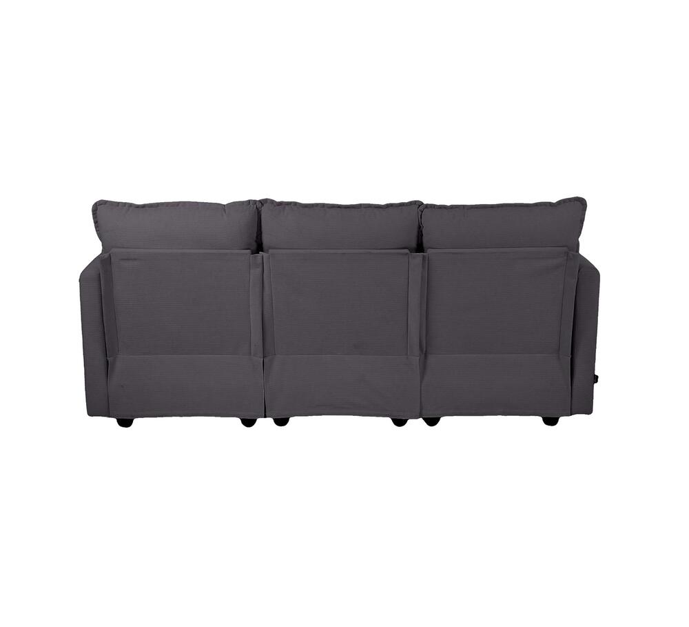 Contemporary 3-Seater Sofa Couch Corduroy Lounge Beige Thick Cushion 188cm