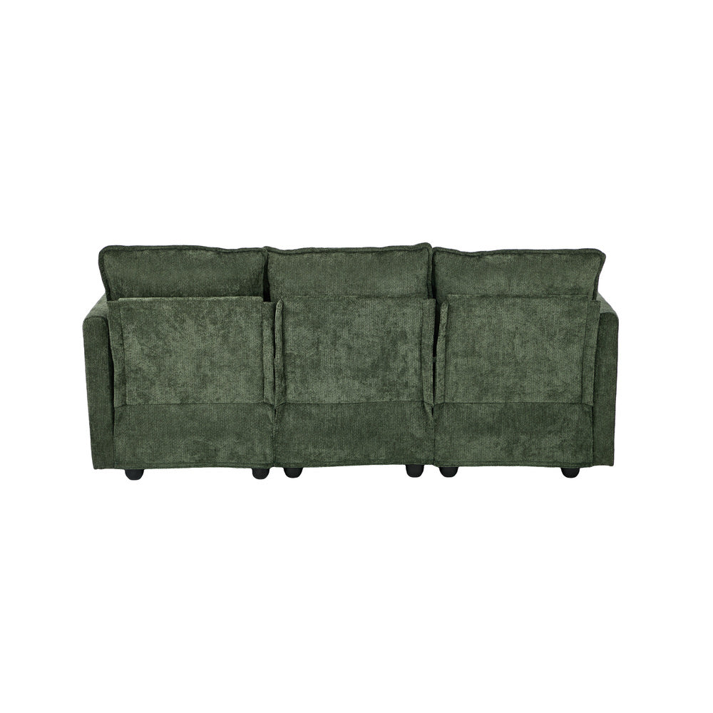 L Shaped Sofa Green Chenille 188x130x85cm