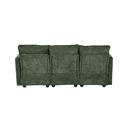 L Shaped Sofa Green Chenille 188x130x85cm