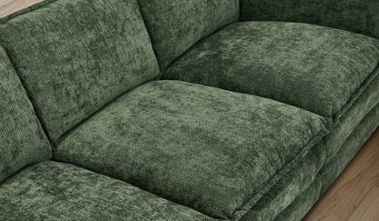 L Shaped Sofa Green Chenille 188x130x85cm