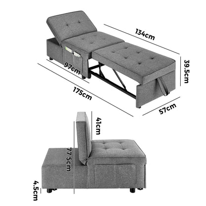 4 in 1 Convertible Sofa Bed Ottoman Couch Lounge Linen