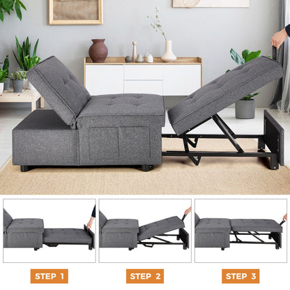 4 in 1 Convertible Sofa Bed Ottoman Couch Lounge Linen