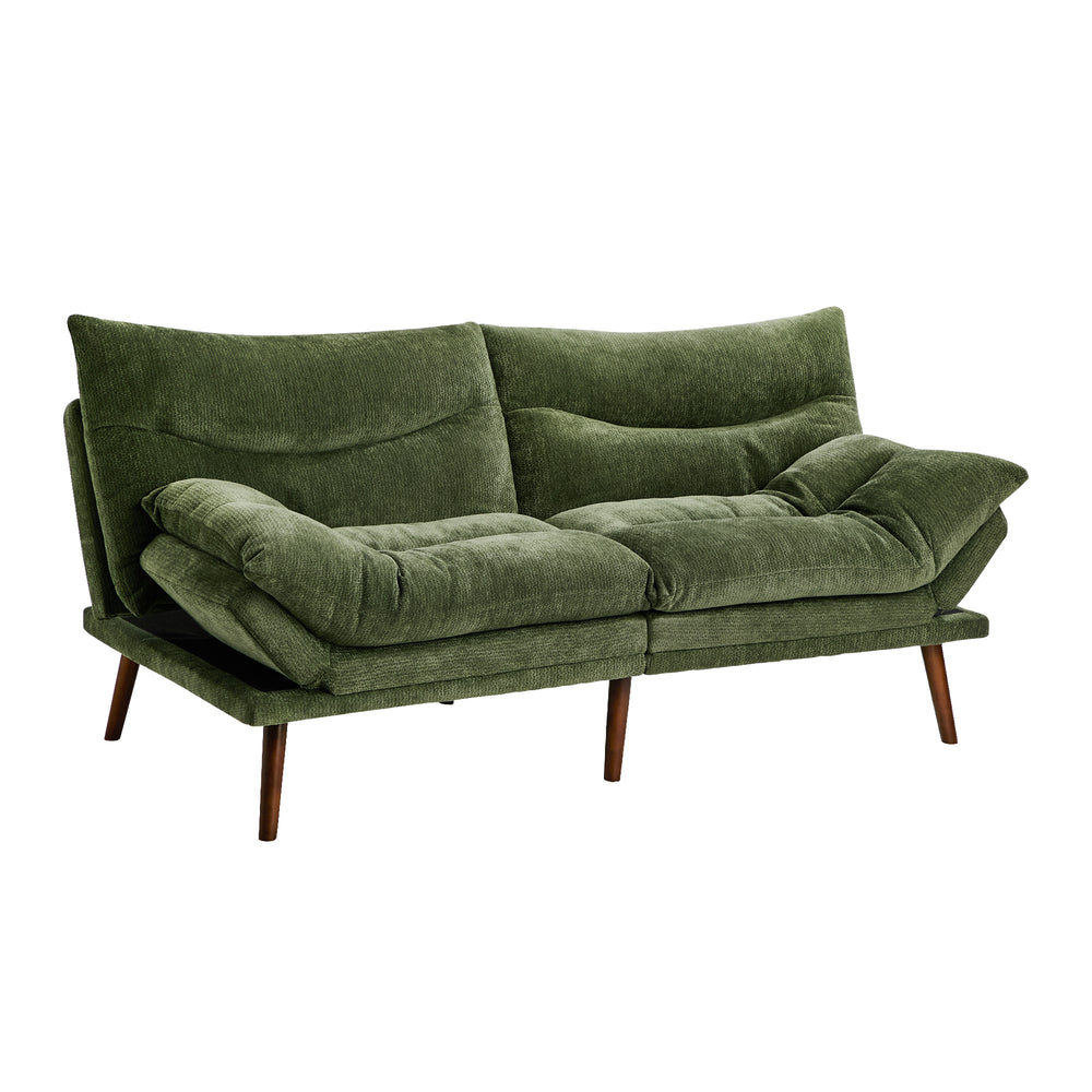 3 Seater Sofa Bed Recliner Convertible Chenille Couch Green
