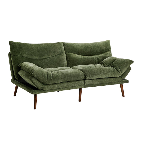  3 Seater Sofa Bed Recliner Convertible Chenille Couch Green
