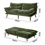 3 Seater Sofa Bed Recliner Convertible Chenille Couch Green
