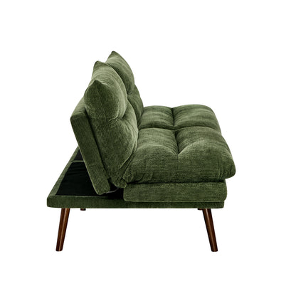 3 Seater Sofa Bed Recliner Convertible Chenille Couch Green