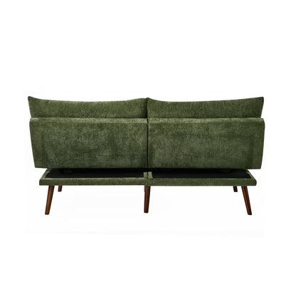 3 Seater Sofa Bed Recliner Convertible Chenille Couch Green