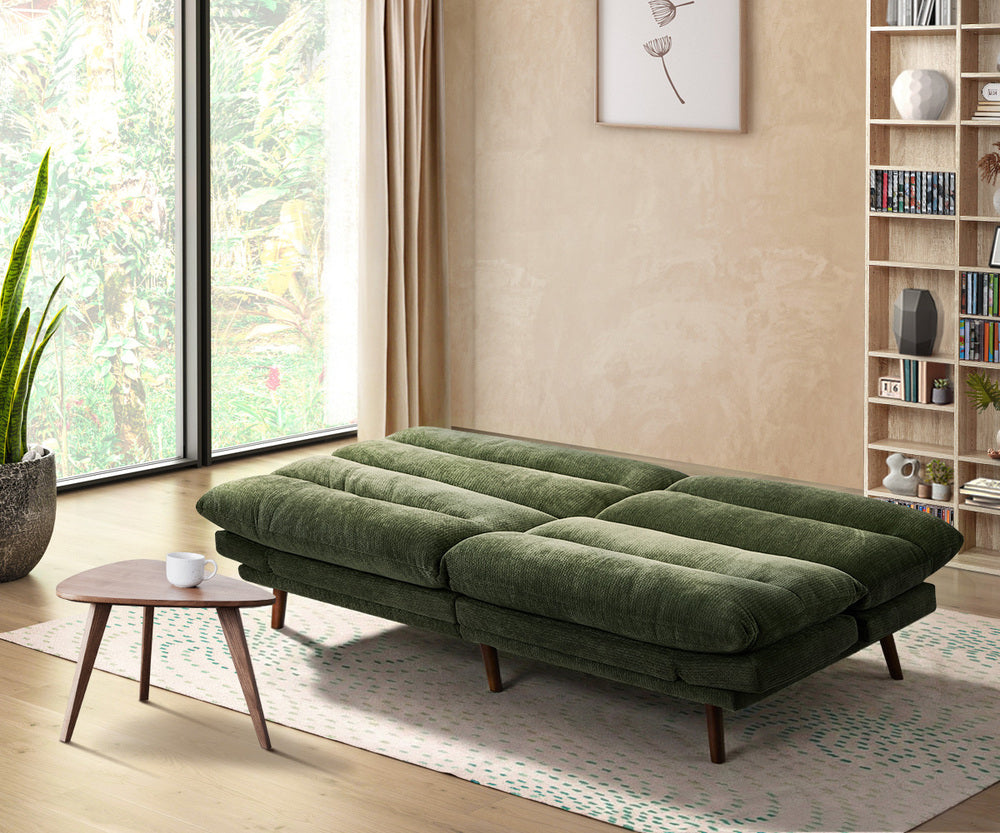 3 Seater Sofa Bed Recliner Convertible Chenille Couch Green
