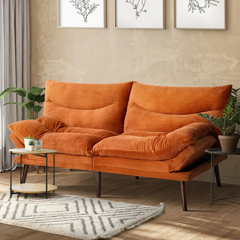 Sofa Bed Recliner Velvet Orange 172x82x82cm