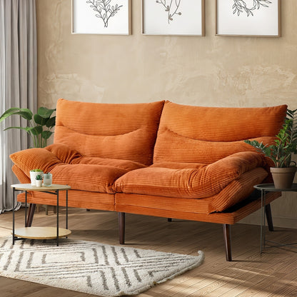 Sofa Bed Recliner Velvet Orange 172x82x82cm