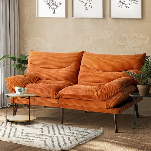 Sofa Bed Recliner Velvet Orange 172x82x82cm