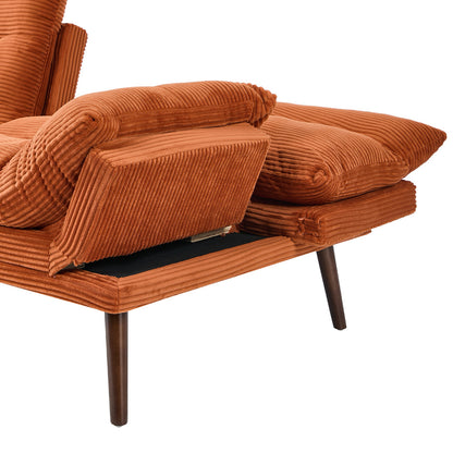 Sofa Bed Recliner Velvet Orange 172x82x82cm