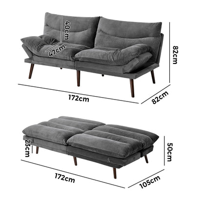 Grey Sofa Bed Recliner 172x82x82cm