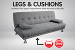 3 Seater Linen Sofa Bed Couch Lounge Futon - Light Grey