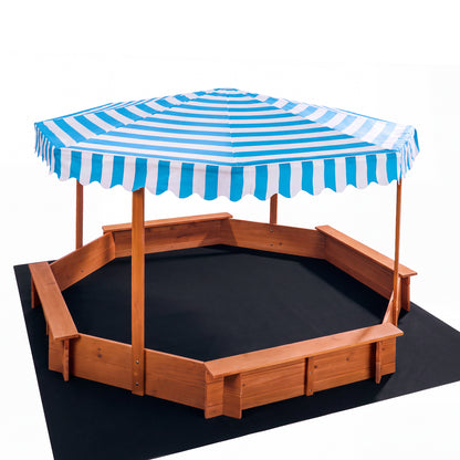 Octagonal Wooden Sandpit With Canopy 210x210x130cm