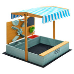 Mazam Kids Sandpit Outdoor Wooden Sandbox Beach Play Canopy