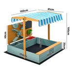 Mazam Kids Sandpit Outdoor Wooden Sandbox Beach Play Canopy