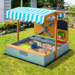 Mazam Kids Sandpit Outdoor Wooden Sandbox Beach Play Canopy