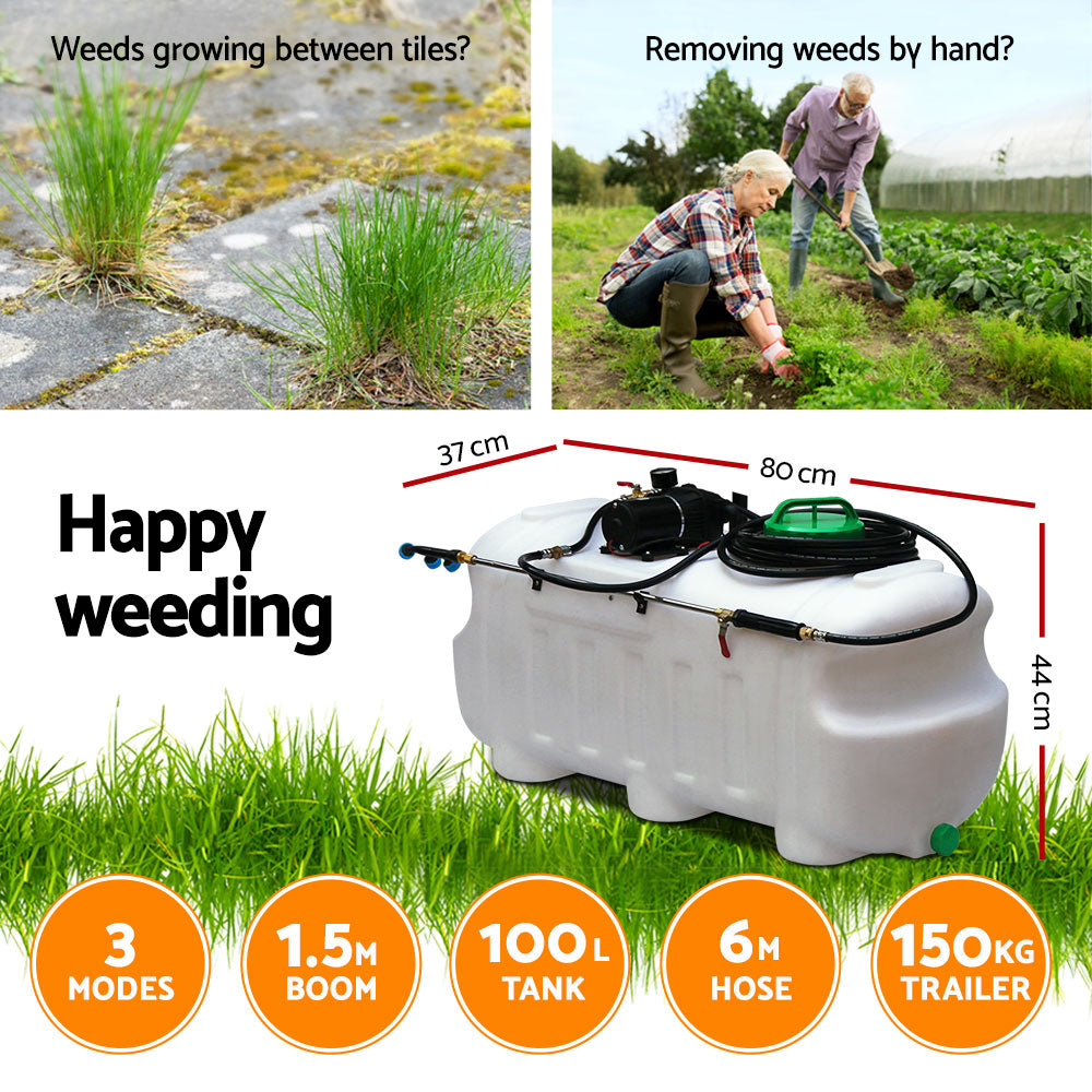 Weed Sprayer 100L Trailer 1.5M Boom Garden Spray