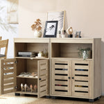 Shoes Storage Cabinet 2 Doors Black White Natural