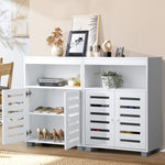 Shoes Storage Cabinet 2 Doors Black White Natural