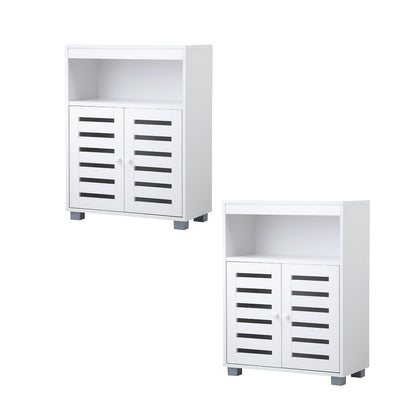 Shoes Storage Cabinet 2 Doors White Set of 2