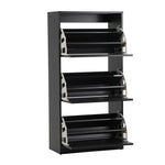 Shoe Storage Cabinet 3 Doors 45 Pairs Black