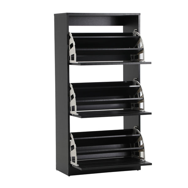  Shoe Storage Cabinet 3 Doors 45 Pairs Black