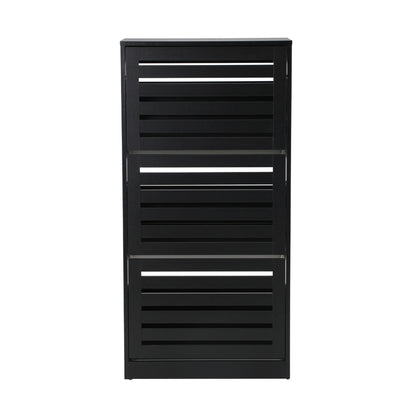 Shoe Storage Cabinet 3 Doors 45 Pairs Black