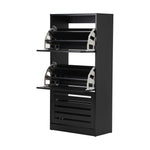 Shoe Storage Cabinet 3 Doors 45 Pairs Black