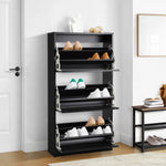 Shoe Storage Cabinet 3 Doors 45 Pairs Black