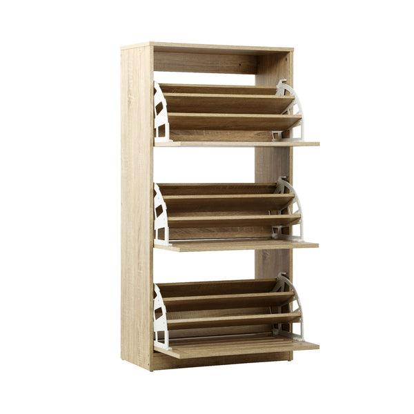  Shoes Rack Shoe Storage Cabinet Organiser Shelf 3 Doors 45 Pairs Wooden