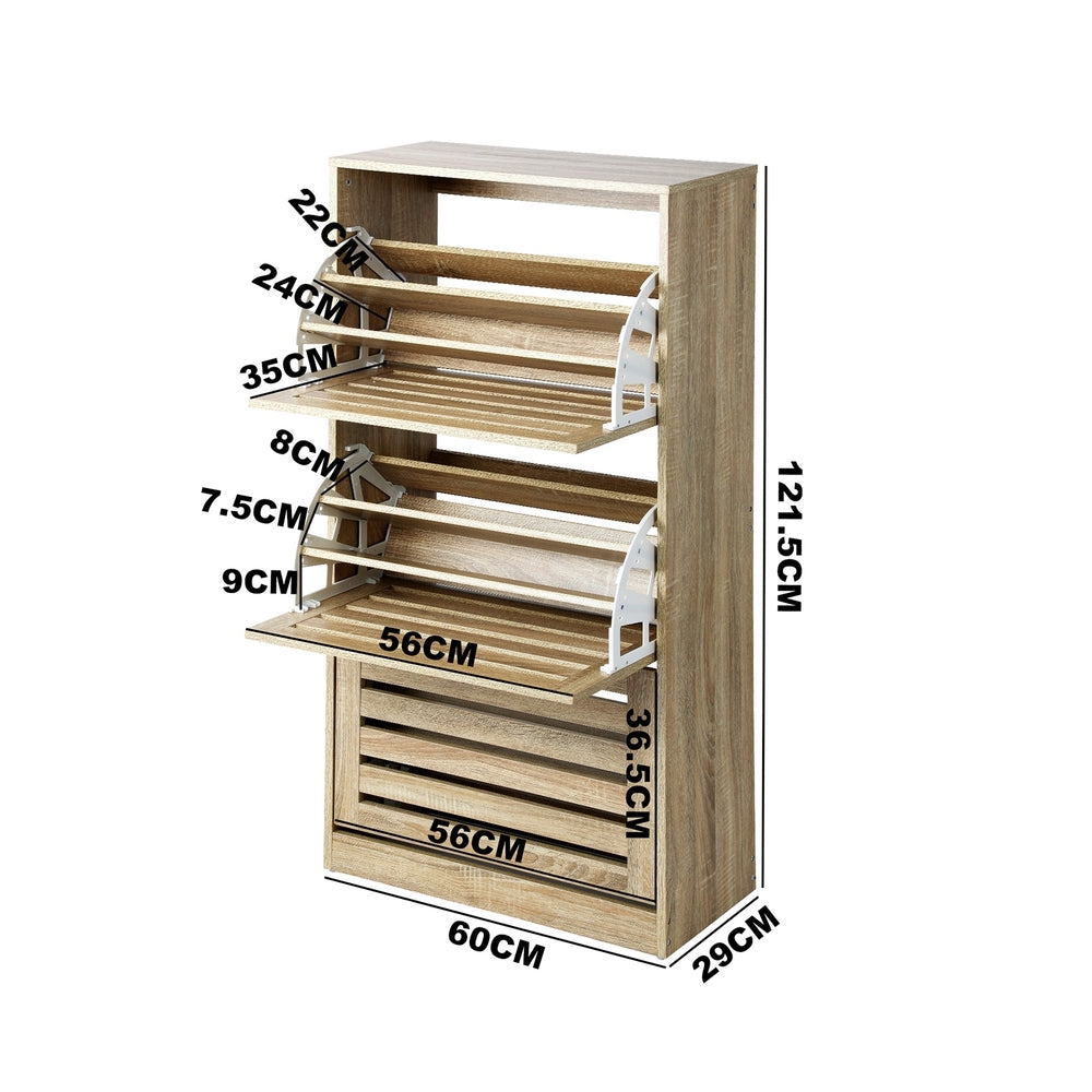Shoes Rack Shoe Storage Cabinet Organiser Shelf 3 Doors 45 Pairs Wooden