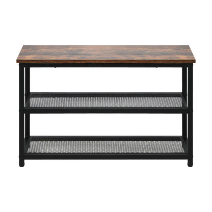 Shoe Storage Bench 3 Tier Industrial Shoe Rack Shelf with Seat Black
