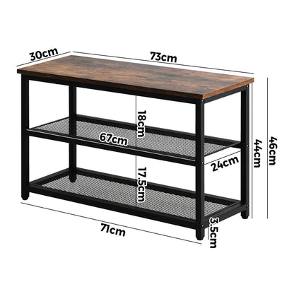 Shoe Storage Bench 3 Tier Industrial Shoe Rack Shelf with Seat Black