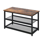 Shoe Storage Bench 3 Tier Industrial Shoe Rack Shelf with Seat Black