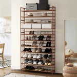 Shoe Rack Storage Organizer 11 Shelves Bamboo Brown