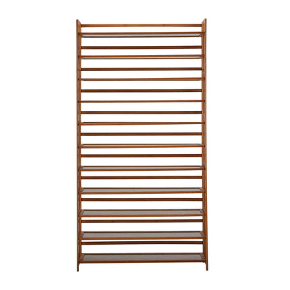 Shoe Rack Storage Organizer 11 Shelves Bamboo Brown