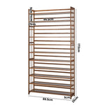 Shoe Rack Storage Organizer 11 Shelves Bamboo Brown