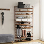Shoe Rack Storage Organizer 11 Shelves Bamboo Brown