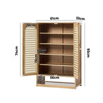Bamboo Shoe Storage Cabinet 2 Doors Organizer Shelf Rack Beige