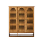 Bamboo Shoe Storage Cabinet 3 Doors Organizer Shelf Rack Beige & Brown