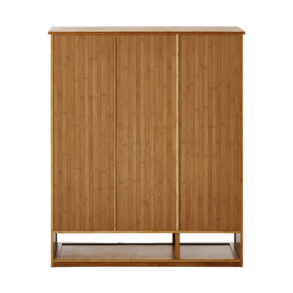 Bamboo Shoe Storage Cabinet 3 Doors Organizer Shelf Rack Beige & Brown
