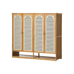 Bamboo Shoe Storage Cabinet 2 Doors Organizer Shelf Rack Beige