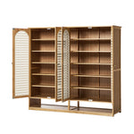 Bamboo Shoe Storage Cabinet 2 Doors Organizer Shelf Rack Beige